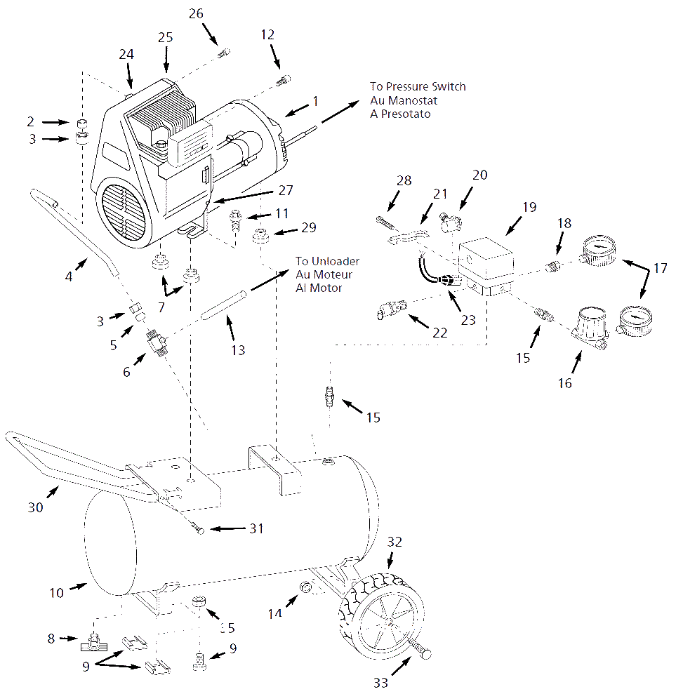 Air-Compressor Parts Diagram and Parts List for WL503600  Campbell Hausfeld Compressor